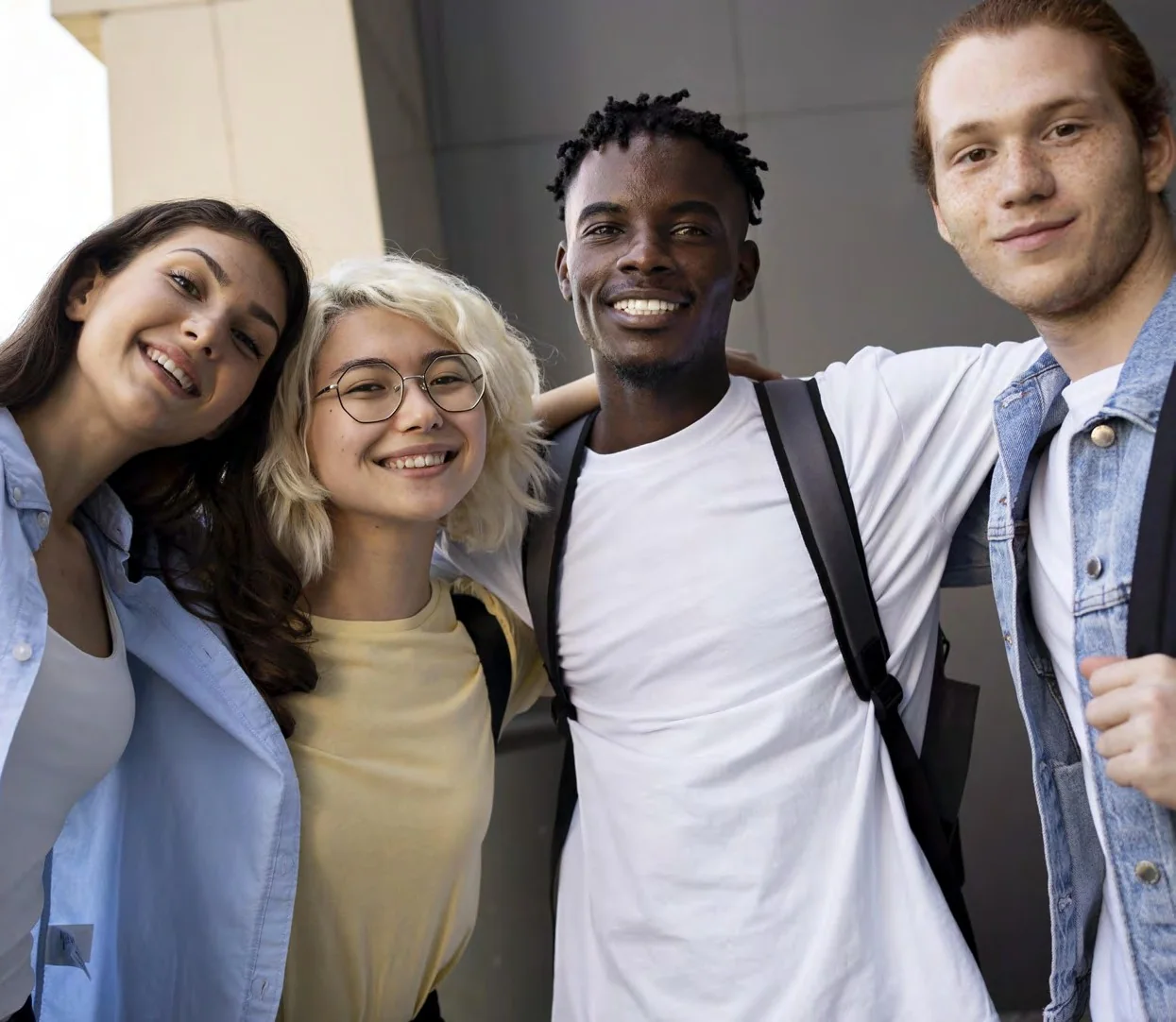 International students standing together