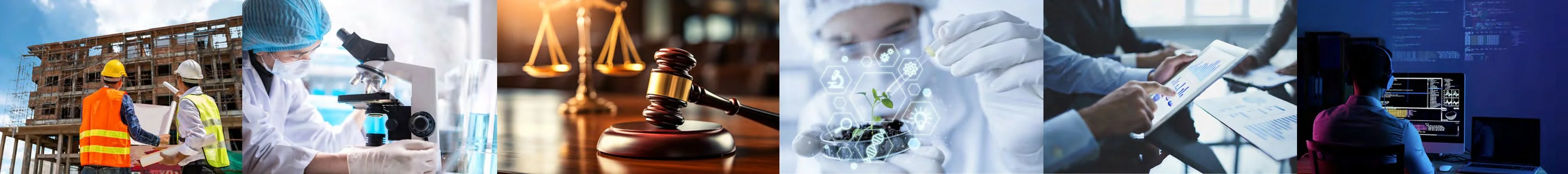 Collage representing business, computing, engineering, law, science, health sciences and creative arts